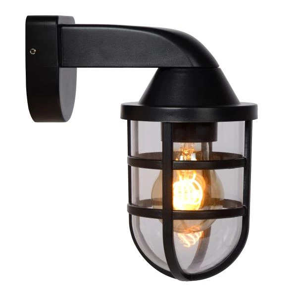 Lucide LEWIS - Wall light Outdoor - 1xE27 - IP44 - Black - detail 1